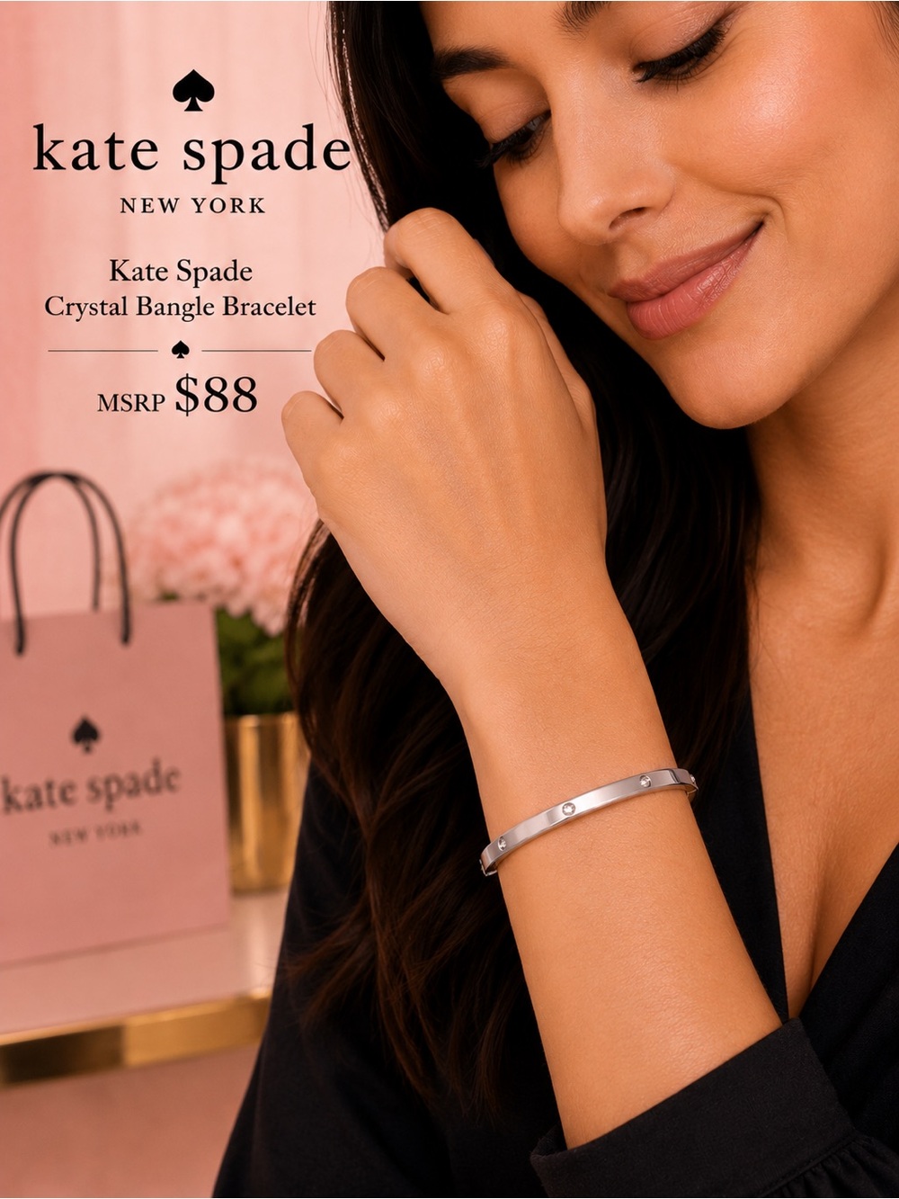 kate spade Silver Crystal Accent Bangle Bracelet